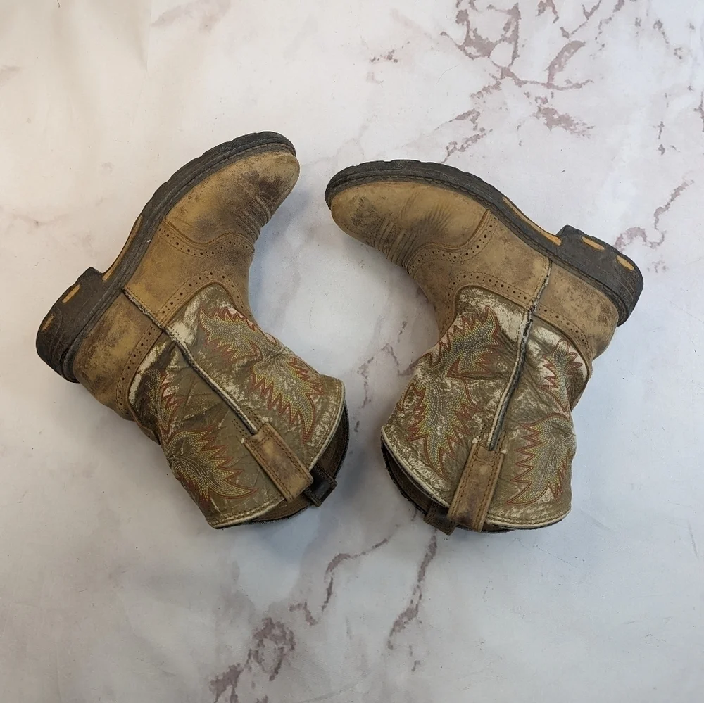 Ariat Boot Boys 3 Workhog Western Cowboy Cowgirl Kid Youth Brown Leather 1007836